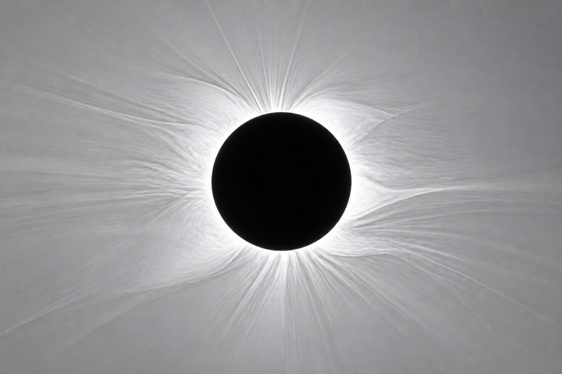 The solar corona photographed during a total eclipse