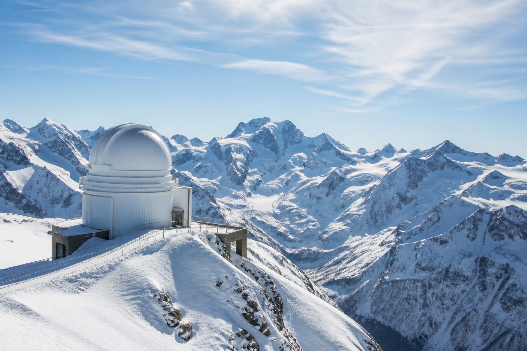 The institute observatory dome on an alpine ridge